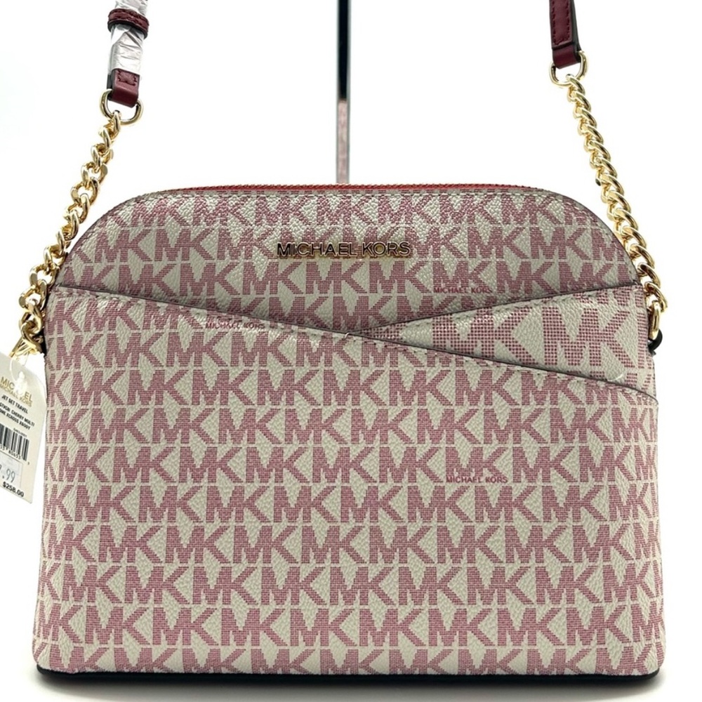 Michael Kors Medium Dome Jet Set Travel Xbody Bag Cherry Multi - Picture 1 of 10